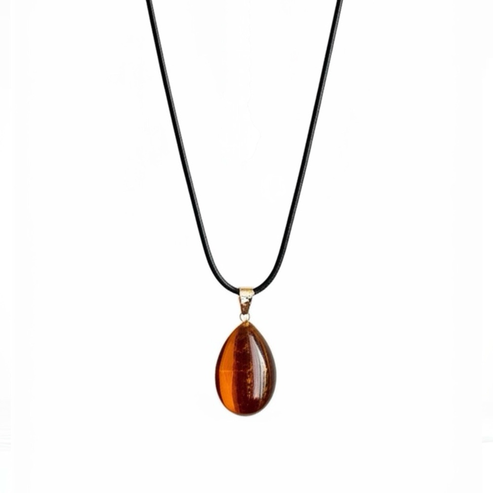 Elegant Natural Stone Tiger Eye Pendant Necklace